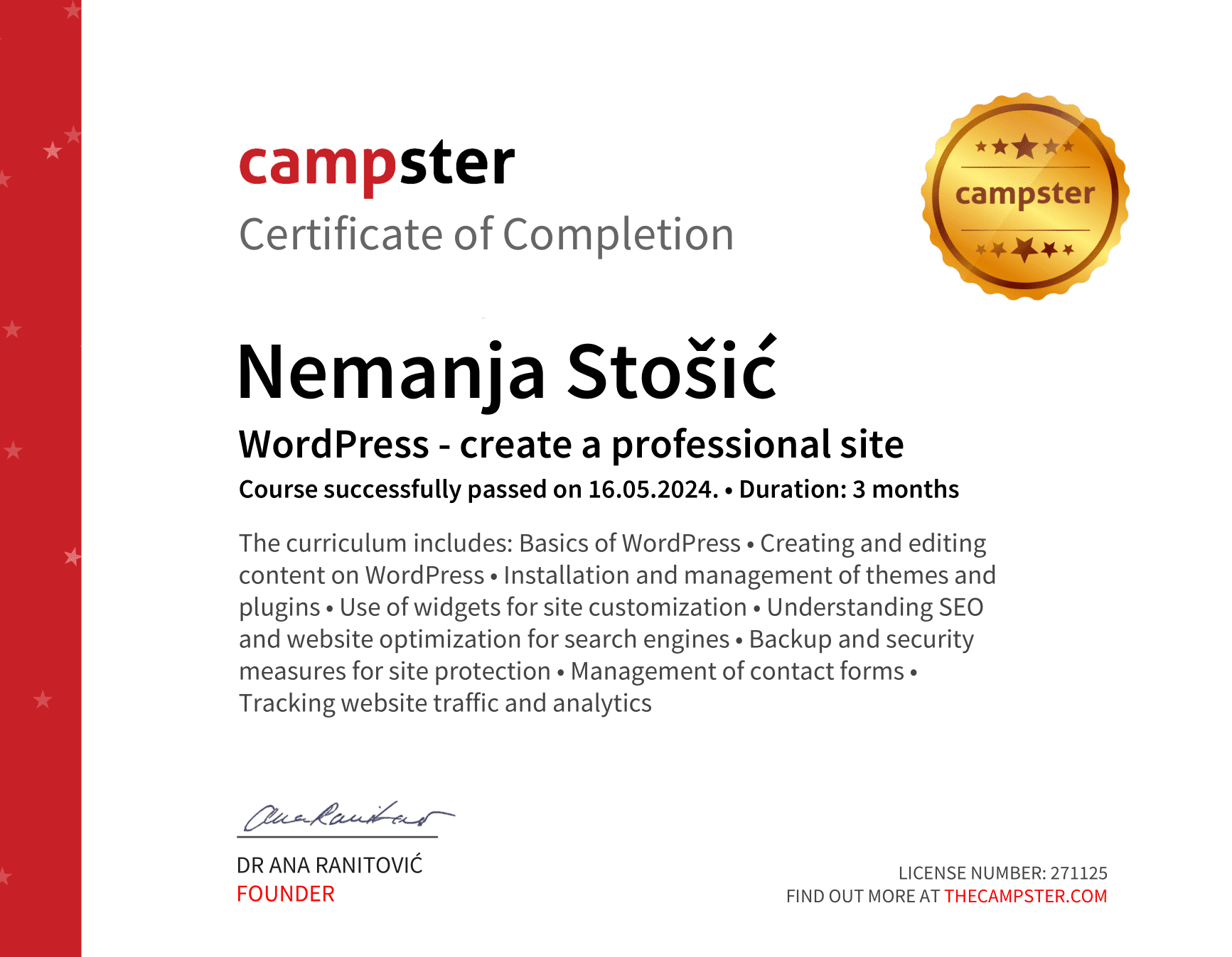 wordpress certificate